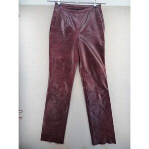 Wilsons Leather Pants Womens 2 Tall 26x34 Maroon Burgandy Red Pelle Studios W26"